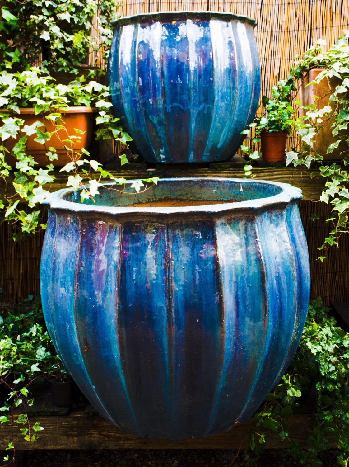 Large Blue Glazed Pot Large Selection Of Garden &amp; Balcony